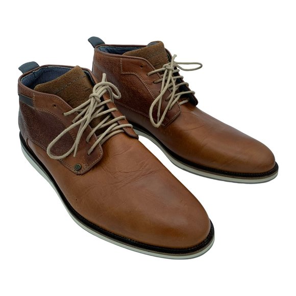 BULL BOXER Leather Oxford Cognac Ankle Boots - Picture 3 of 9